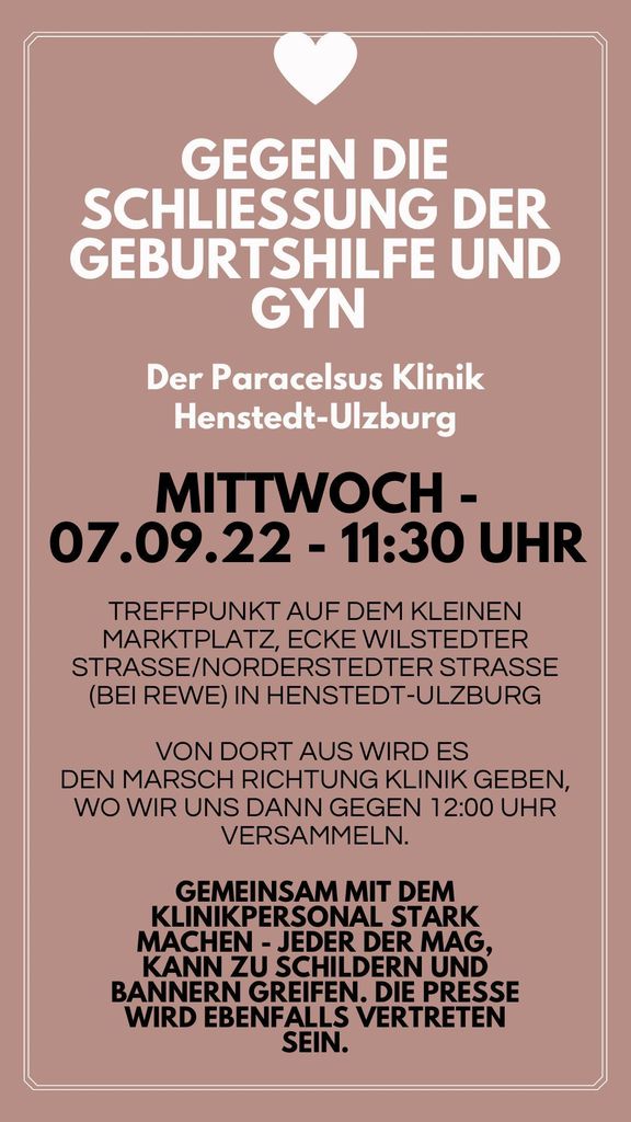 Eine Region gegen die bevorstehende Schließung der Geburtshilfe & Gynäkologie Station in Henstedt-Ulzburg
