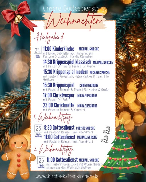 Weihnachtsgottesdienste 2026