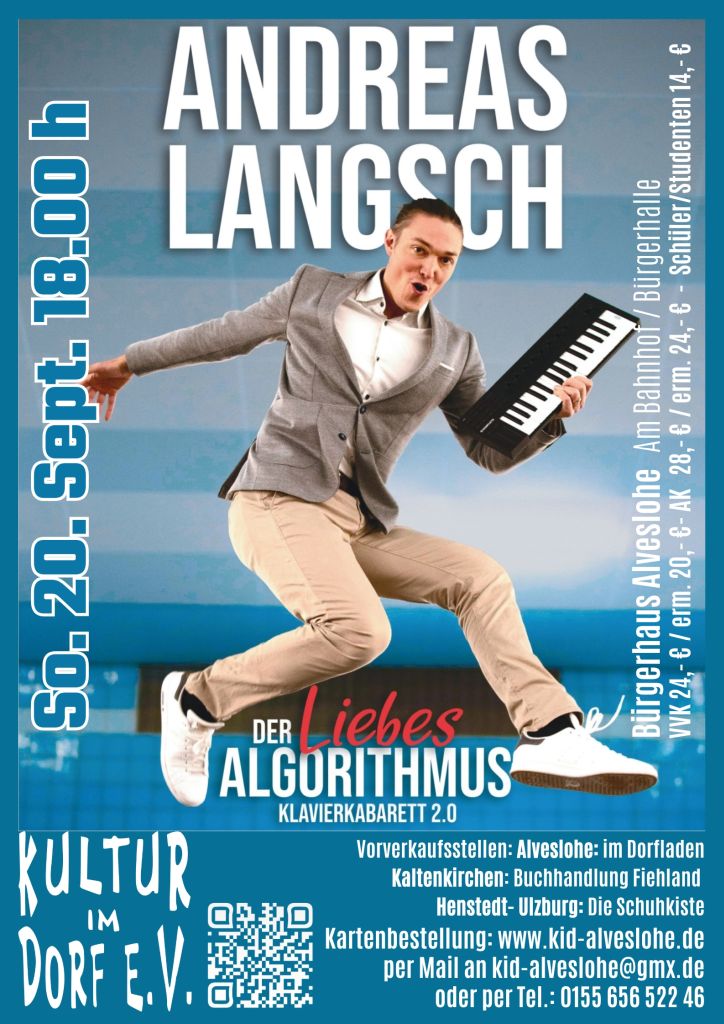 Andreas Langsch kommt mit seinem Programm "Der Liebes-Algorithmus" in das Alveslohe Bürgerhaus