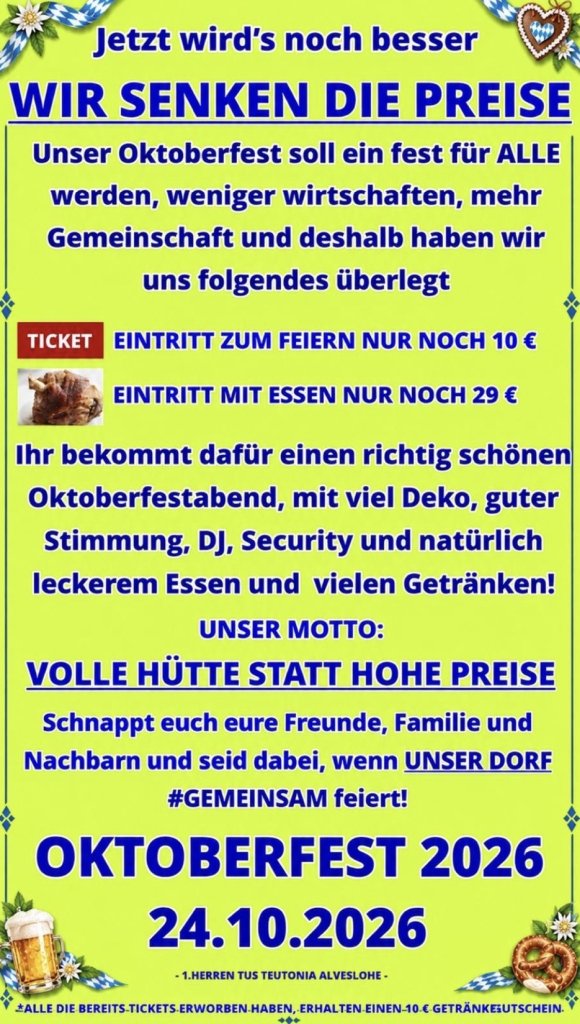 Gesenkte Preis beim Oktoberfest